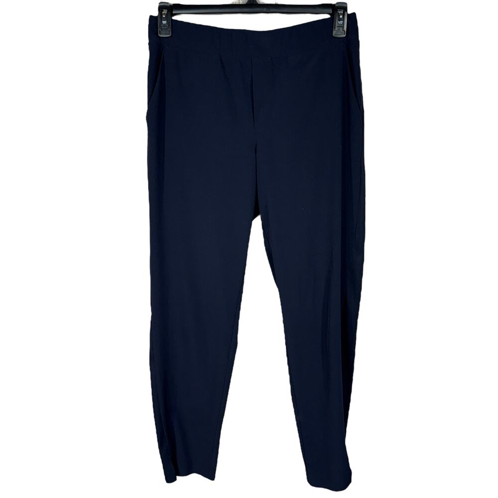 Athleta SZ 10 Brooklyn Ankle Pants Pocket Stretch Mid-Rise Lightweight Navy Blue